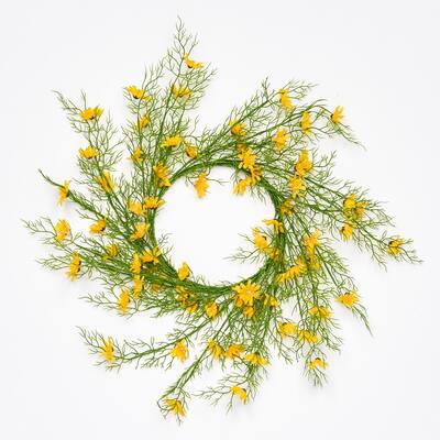 15" Spring Yellow Flower Candle Ring - 15