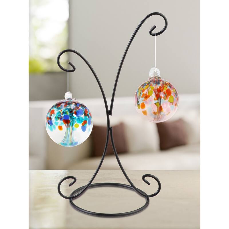 Tree Of Life 2 4In Hand Blown Glass Balls With Stand