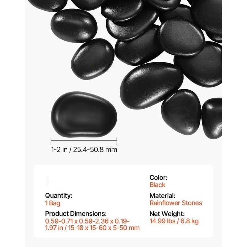 Rain Flower River Rocks Decorative Stones for Landscaping Aquarium Garden and Plant Care - 0.59-0.71 x 0.59-2.36 x 0.19-1.97 in
