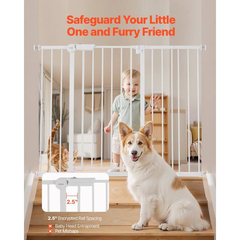 36-Inch Adjustable Width Baby Safety Gate with Auto-Close and One-Handed Operation for Home Use - 36"H