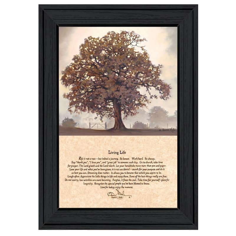 TrendyDecor4U Farmhouse "Living Life" Framed Wall Art by Bonnie Mohr - Earthtone