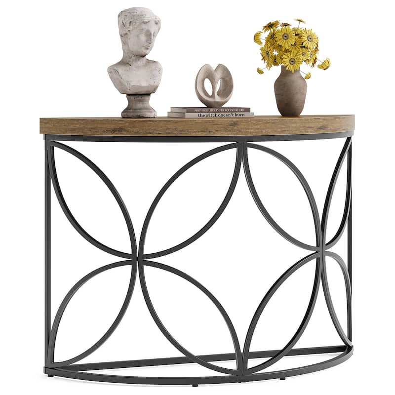 43'' Industrial Curved console table Behind Couch with Butterfly Frame