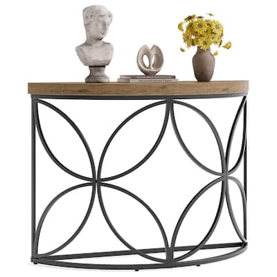 43'' Industrial Curved console table Behind Couch with Butterfly Frame