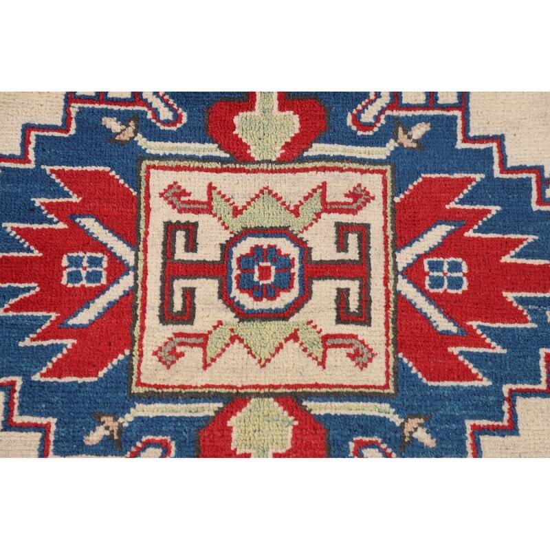 Kazak Area Rug Hand-Knotted Dining Room Wool Carpet - 5'0" x 6'8"