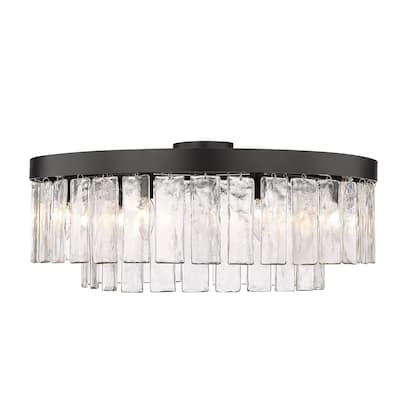 Ciara 27" Wide 9-Light Semi-Flush with Hammered Water Glass