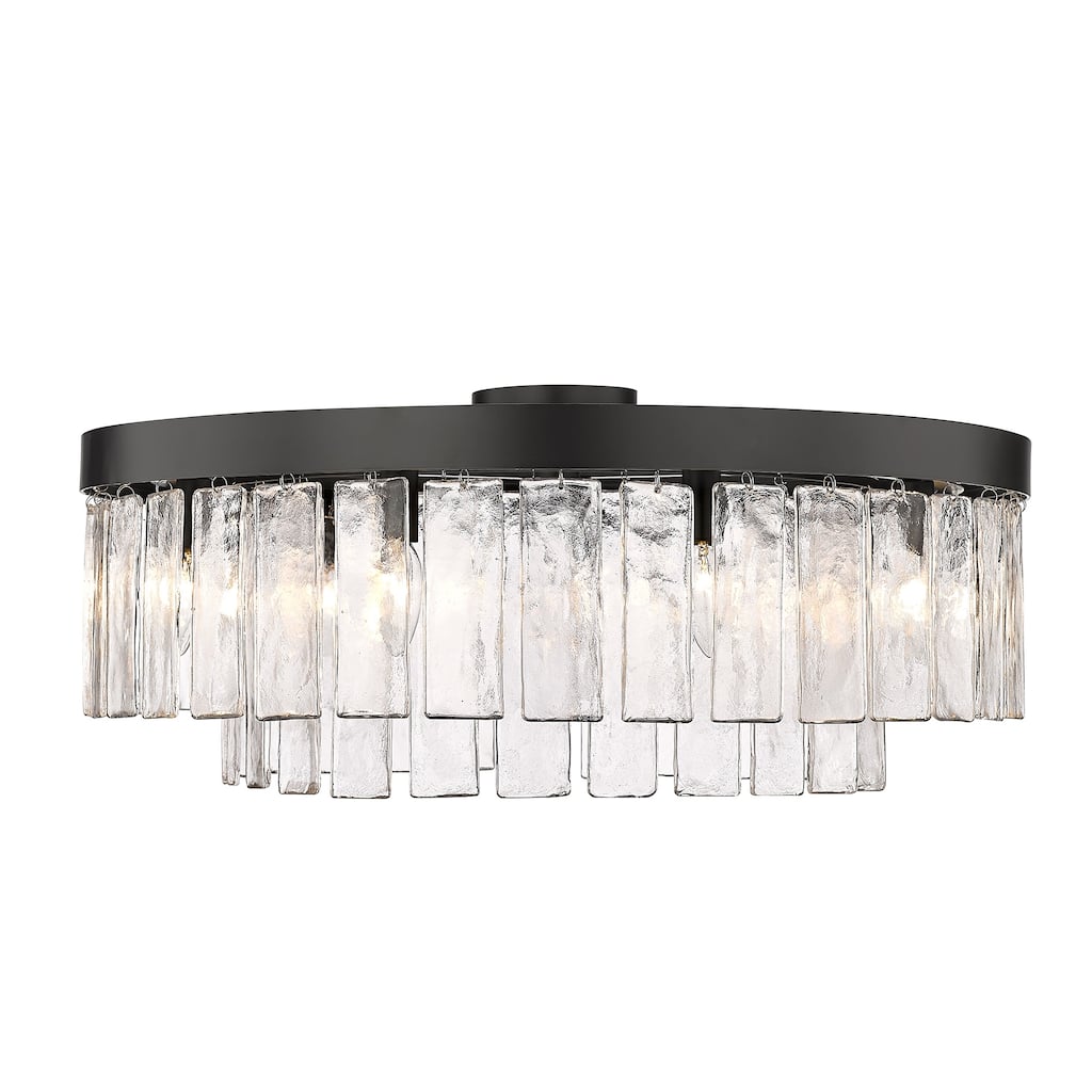 Ciara 27" Wide 9-Light Semi-Flush with Hammered Water Glass