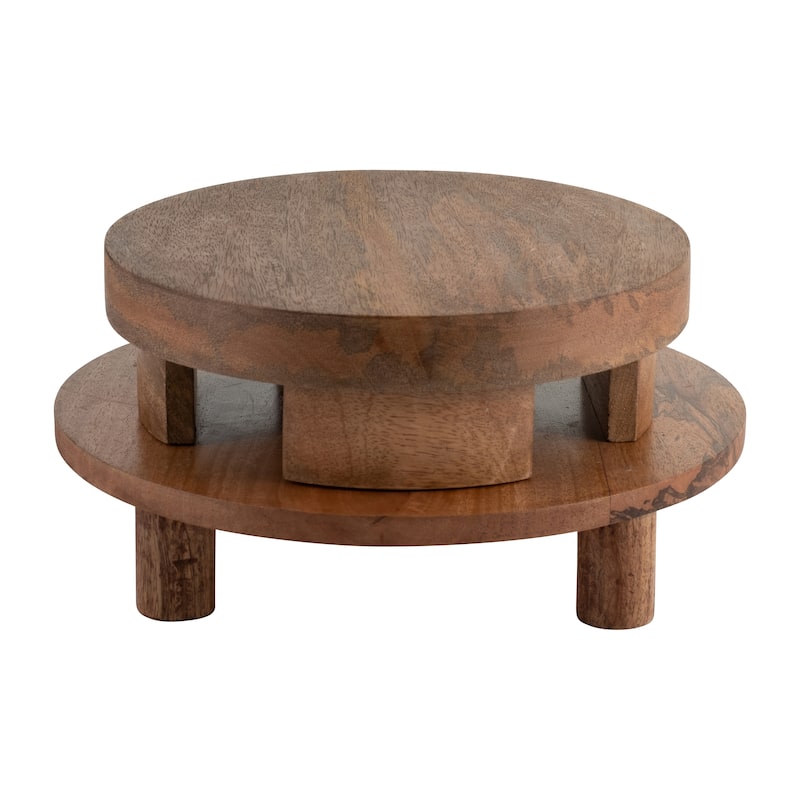 Sagebrook Home Neutral Farmhouse Wood Riser Tray