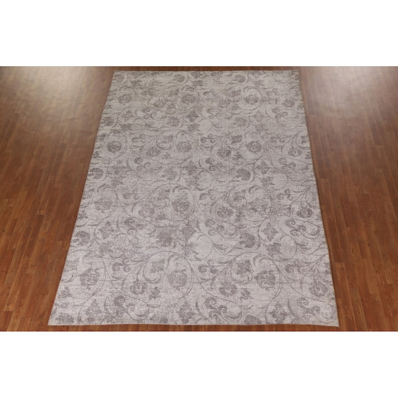 All-Over Floral Modern Oriental Area Rug Hand-Knotted Wool Carpet - 7'11"x 11'4"