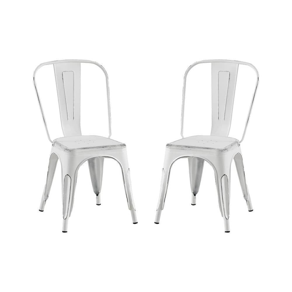 Industrial Metal 18 Inch Stackable Dining Chair Set