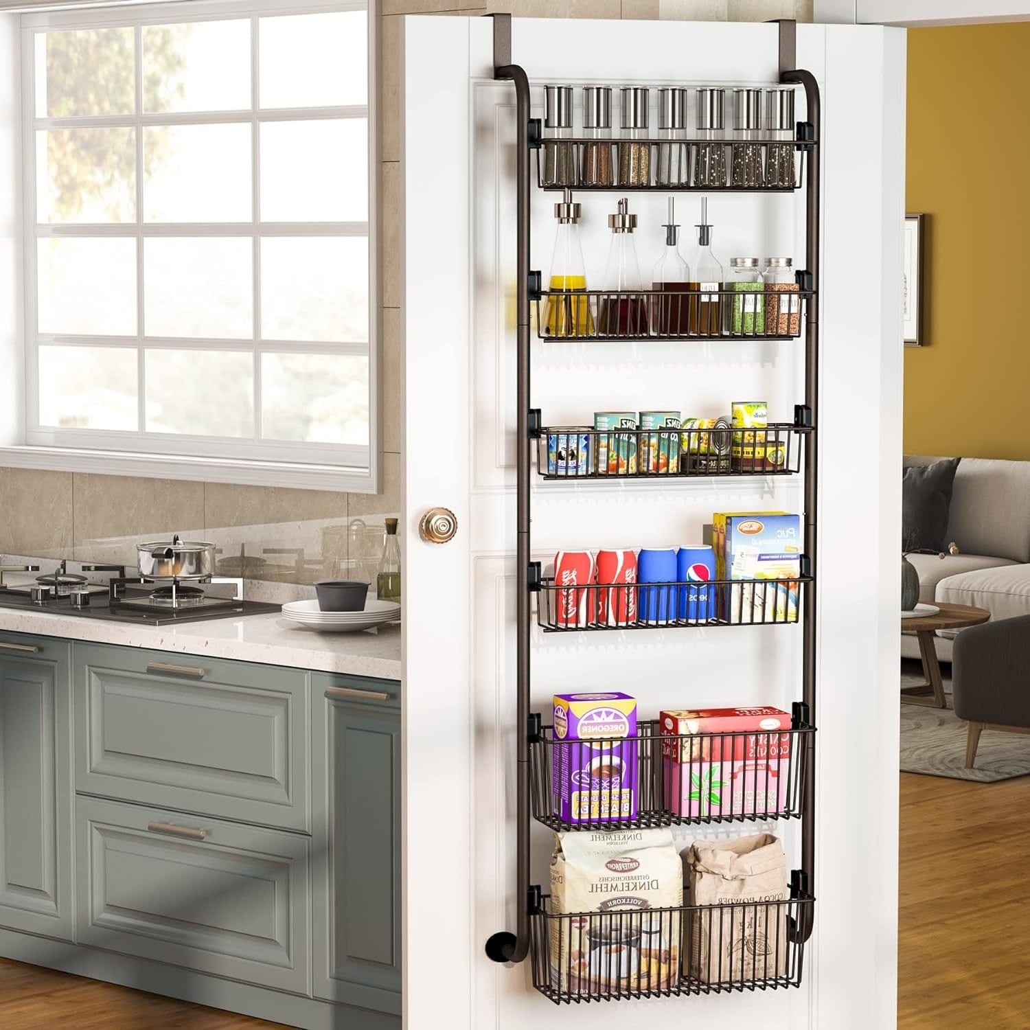 6 Tier Over the Door Pantry Organizer Metal Hanging Kitchen Spice Rack Bed Bath Beyond 40619663