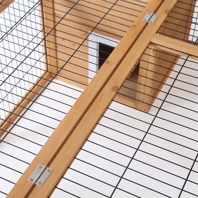 Outdoor Small Animal Cage with Playpen and Easy Access Doors - 48.5" L x 47.25" W x 20.5" H