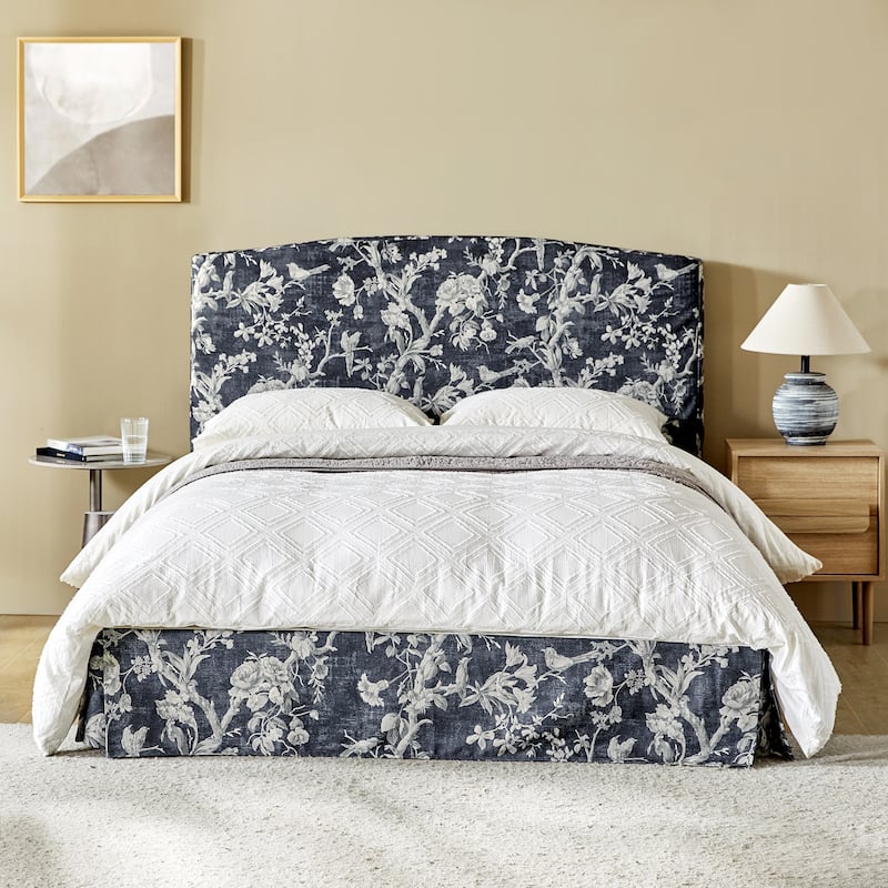 Knut Traditional 2 Piece Bedroom Upholstered Platform Bed with Washable Slipcover Set-QB by HULALA HOME