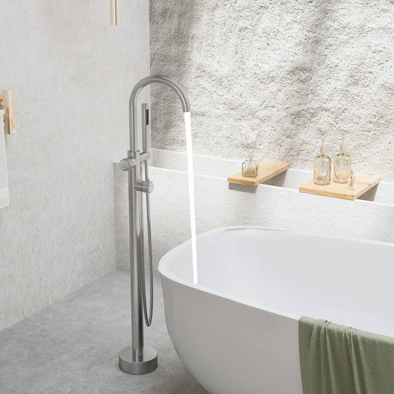 Modland 46'' Outdoor Shower System 316 Stainless Steel Thermostatic Freestanding Poolside Faucet with Swivel Spout - 46'' H