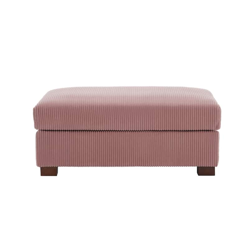 Modern Rectangle Oversized Stripe Corduroy Ottoman