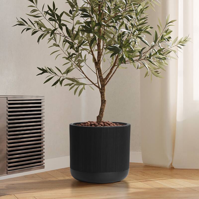 Round Striped Indoor/Outdoor MgO Planter