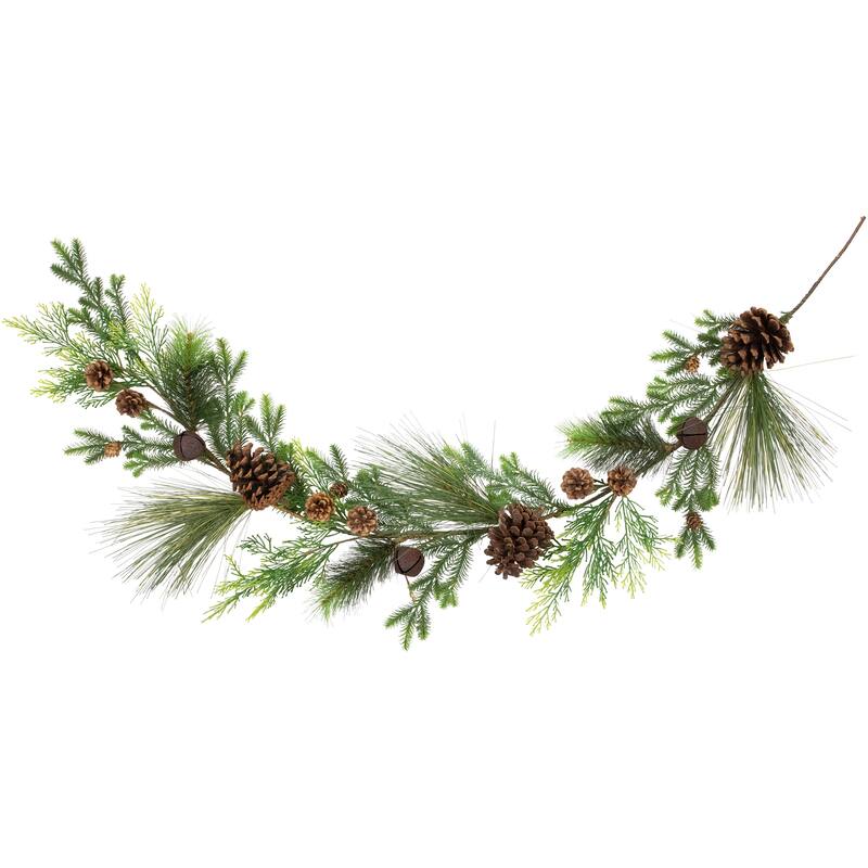 Real Touch™️ Jingle Bells and Pinecones Artificial Christmas Garland - 5' x 10" - Unlit