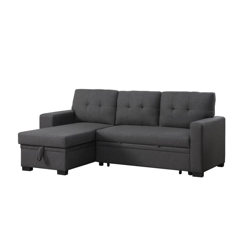 3-Piece Dark Gray Linen Upholstered Sectional Sofa