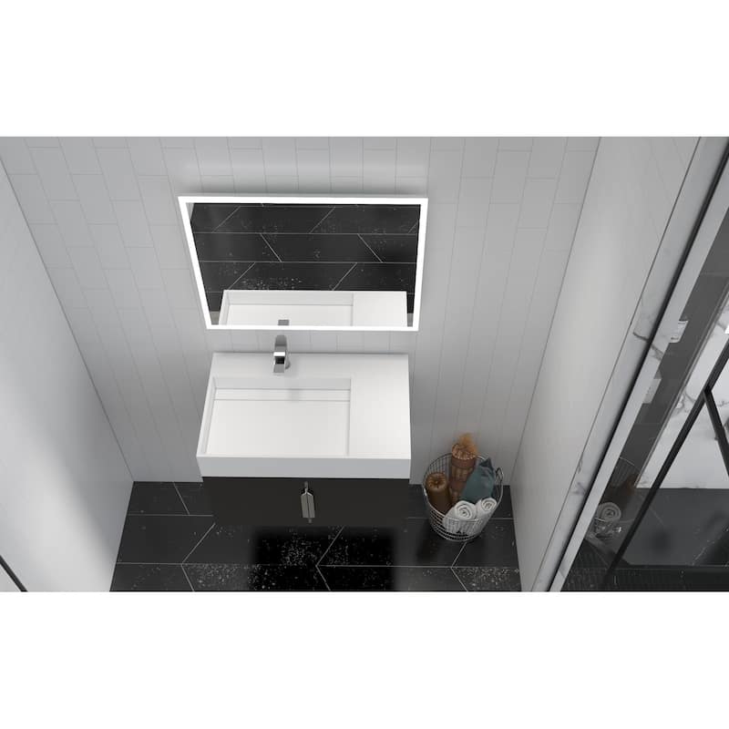 Amazon 30" Wall Mounted Bathroom Left Basin Vanity Set w/ White Top