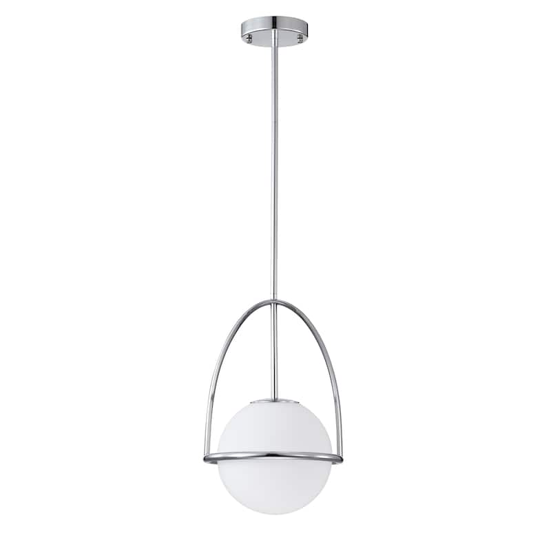 Marlene Chrome Single Pendant Light with Opal Glass Globe Shade
