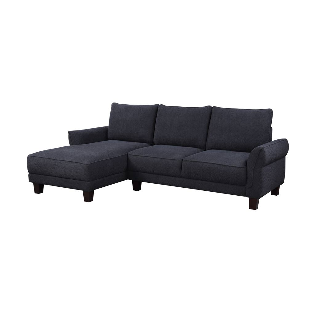 Belle Black Sherpa Sectional Sofa with Left-facing Chaise - 96"W x 59"D x 34.5"H