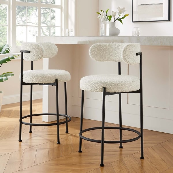 slide 2 of 11, Albie Boucle Fabric Counter Stools - Set of 2 Ivory