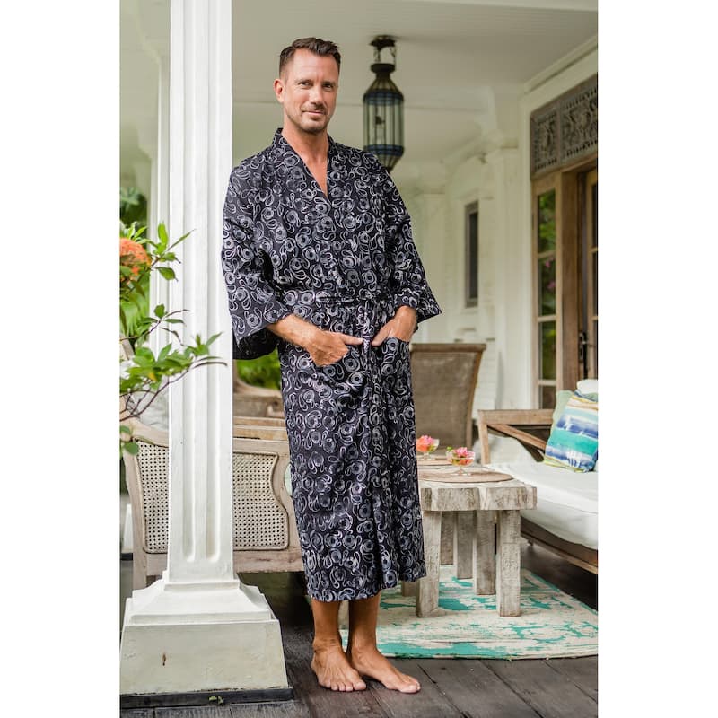 Novica Handmade Midnight Sky Mens Cotton Robe