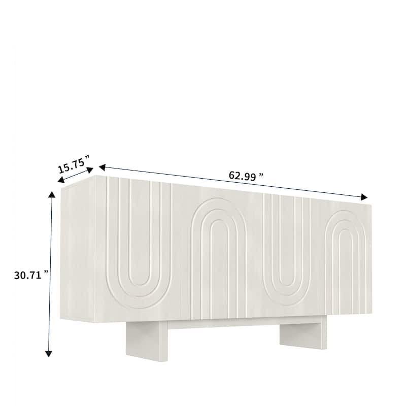 Clihome 63" Modern Buffet Accent Storage Cabinet with 4 Door