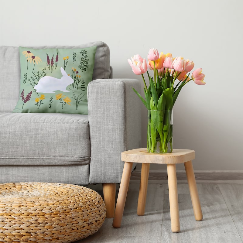 Spring Meadow Bunny Accent Pillow