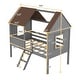 preview thumbnail 11 of 12, Twin Size Low House Loft Bed with Two Side Windows, Grey