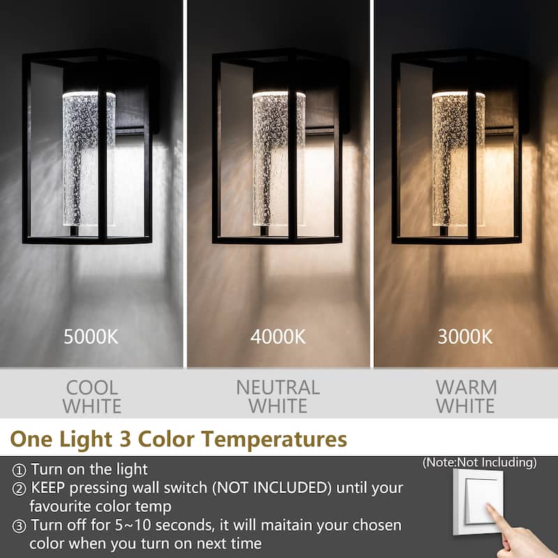 11.25" 3-color-changeable Modern LED Wall Sconce with Seeded Glass