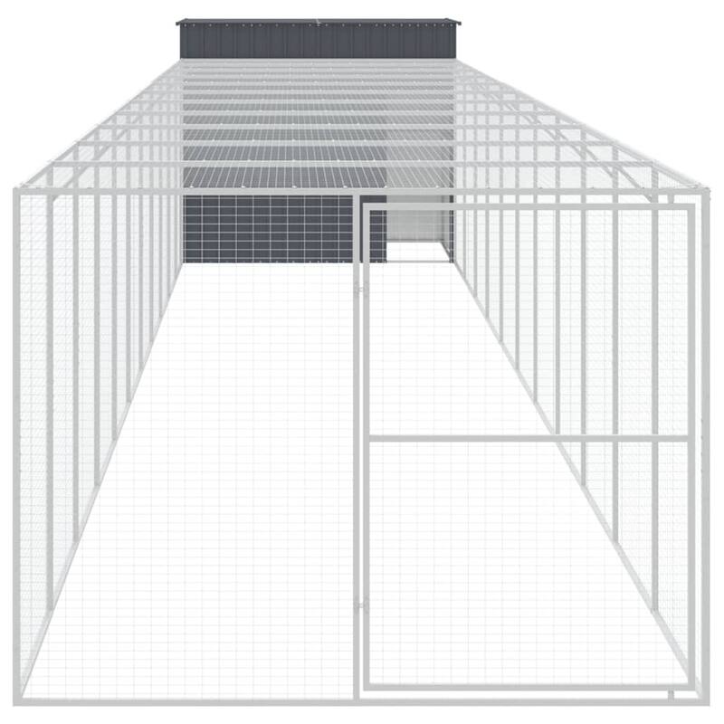 vidaXL Dog House with Run Light Gray/Anthracite multisize Galvanized Steel