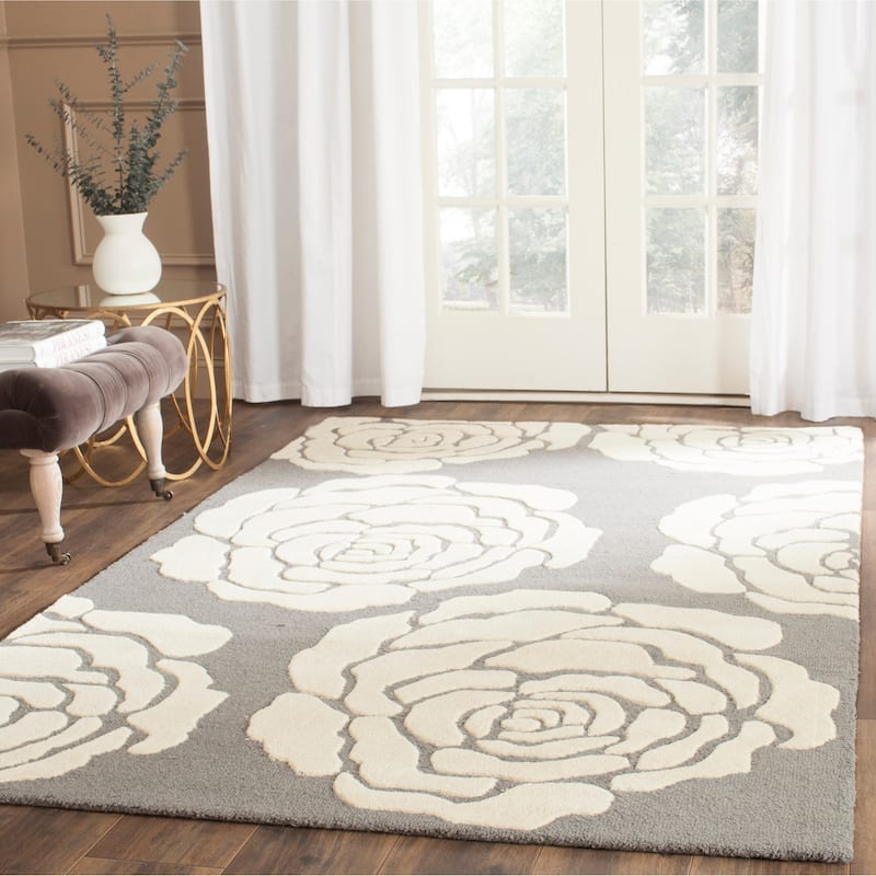 SAFAVIEH Handmade Cambridge Vince Modern Wool Rug - 3' x 5' - Dark Grey/Ivory