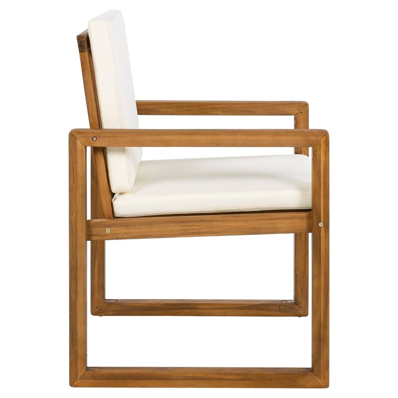 5-Piece Patio Dining Set Acacia Wood Outdoor Dining Set with Four Armchairs and a Table for Garden, Balcony, Backyard