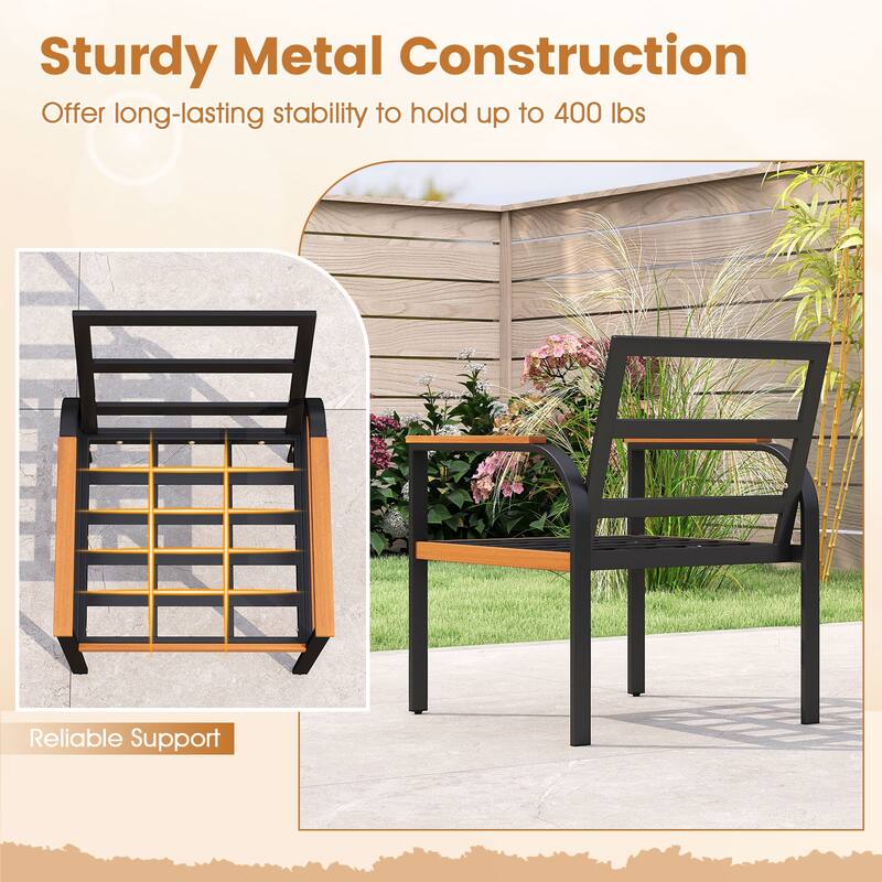3-Piece Acacia Wood Patio Bistro Conversation Set with Table and Chairs for Garden or Balcony - Table: 18" x 18" x 16.5"