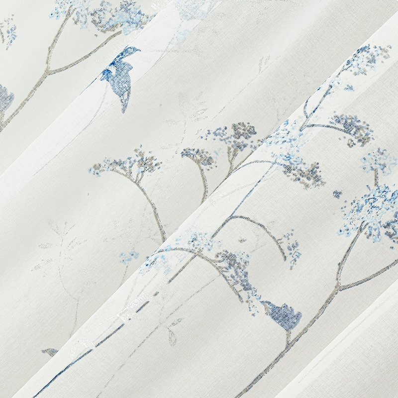 No. 918 Margot Botanical Print Sheer Rod Pocket 1-Piece Curtain Panel, Single Panel