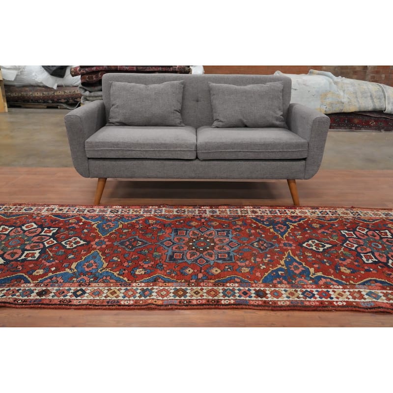 Hand Knotted Oriental 100% Wool Carpet Traditional Floral Oranges & Rust Bakhtiari Runner Rug - 10' 2'' X 3' 9''
