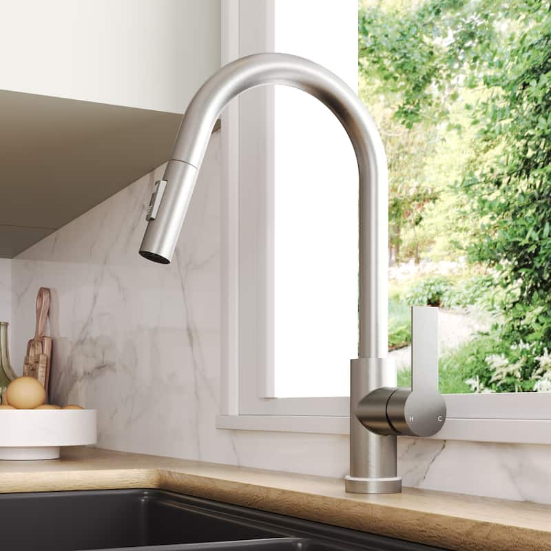 Kitchen Faucets with Pull Down Sprayer LED Single Handle High Arc Pull Out Kitchen Faucet Kitchen Sink Faucet