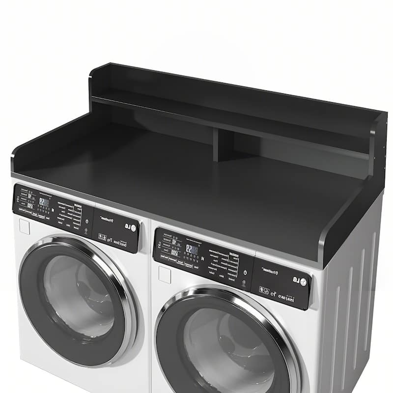 2-Tier Washer and Dryer Countertop with 2.75" H Guard, 54" W x 27.5" D Laundry Countertop Cover - Black