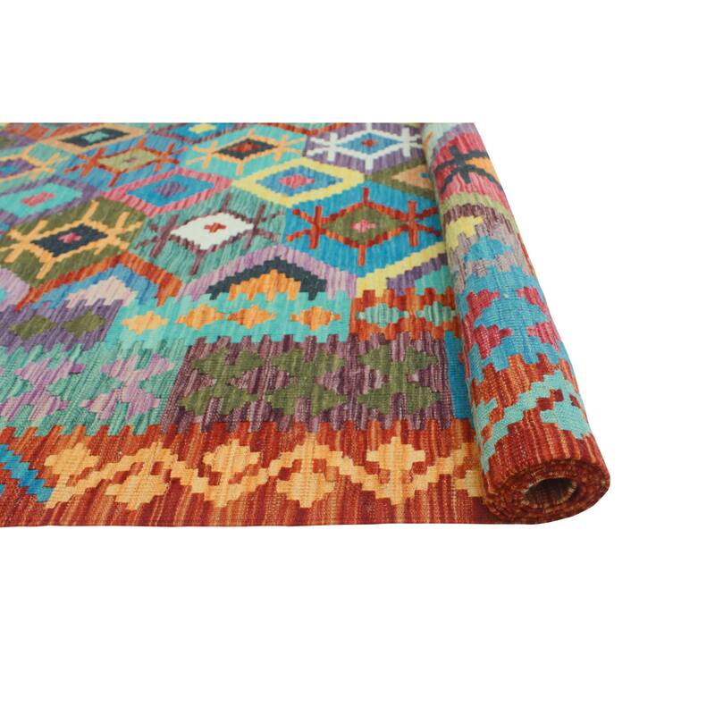 Flatweave Orik Turquoise/Gold Rug - 6'6" x 9'7"