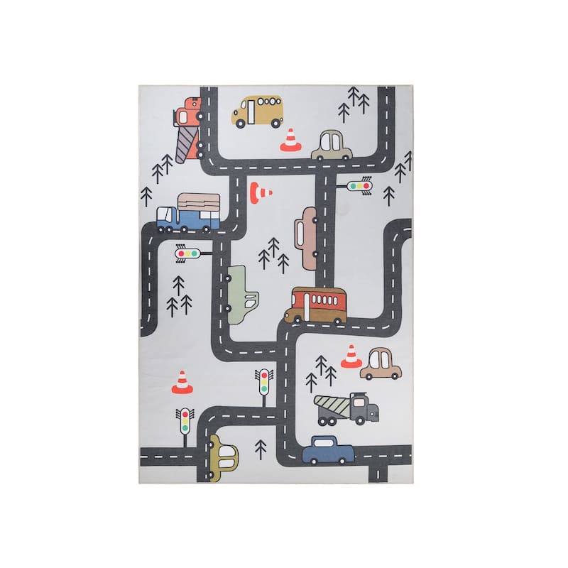 Superior Truck Road Non-Slip Kids Washable Indoor Area Rug - 2' x 3'