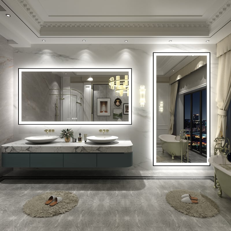 Front & Back LED Anti-Fog Tempered Glass Framed Bathroom/Vanity Mirror 3-Year Warranty
