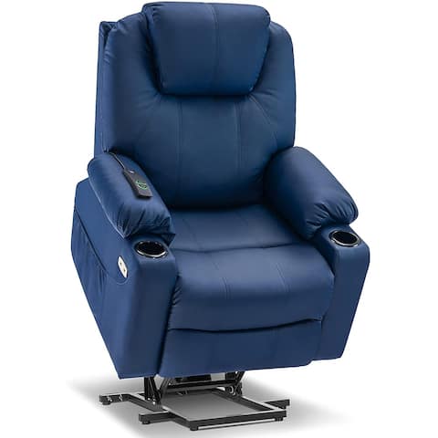 Mcombo Electric Power Lift Recliner Chair with Massage Heat, Faux Leather
