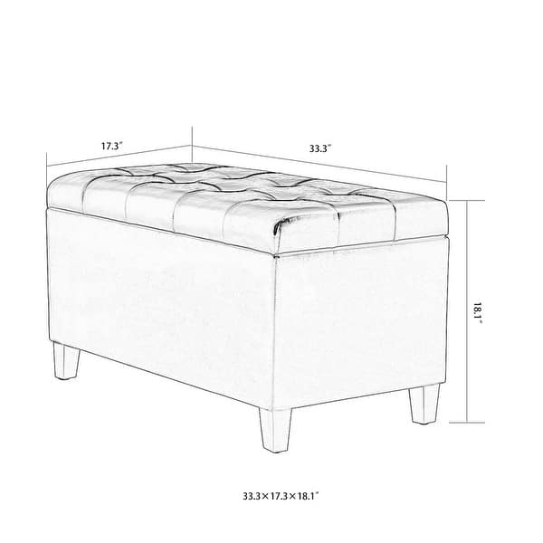 Adeco Rectangular Storage Ottoman Faux Leather Bench Lift-top Footrest