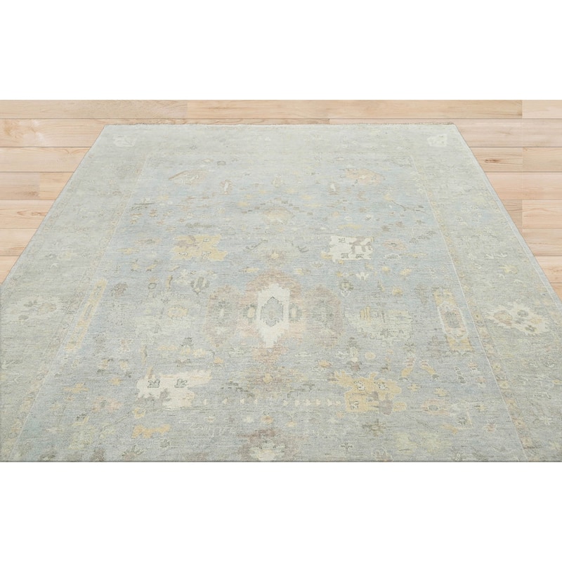 Hand Knotted Afghan Oushak Wool Traditional Oriental Area Rug Slate