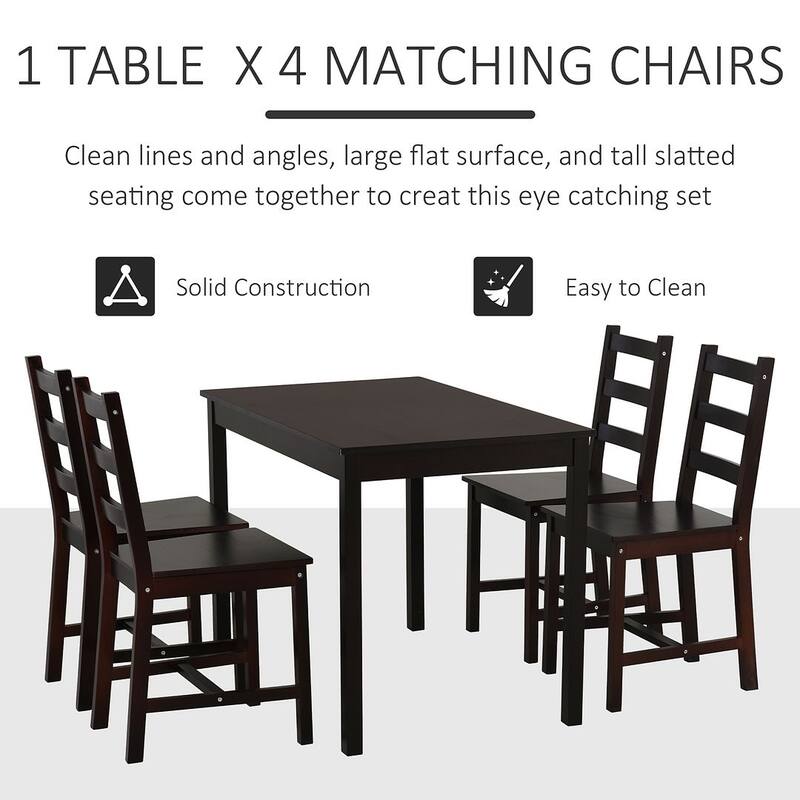 Modern 5-piece Dining Set with Wooden Dining Table and Chair Set of 4