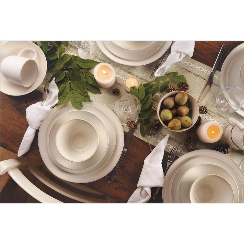 Euro Ceramica Neree 12 / 16 / 20 / 24 Piece Reactive Glaze Stoneware Dinnerware Set - Ivory