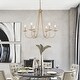 preview thumbnail 18 of 21, Modern Farmhouse Black/ Gold 28'' Wheel Candle Chandelier 6-light with Adjustable Swing Arms - D28" x H84.5"