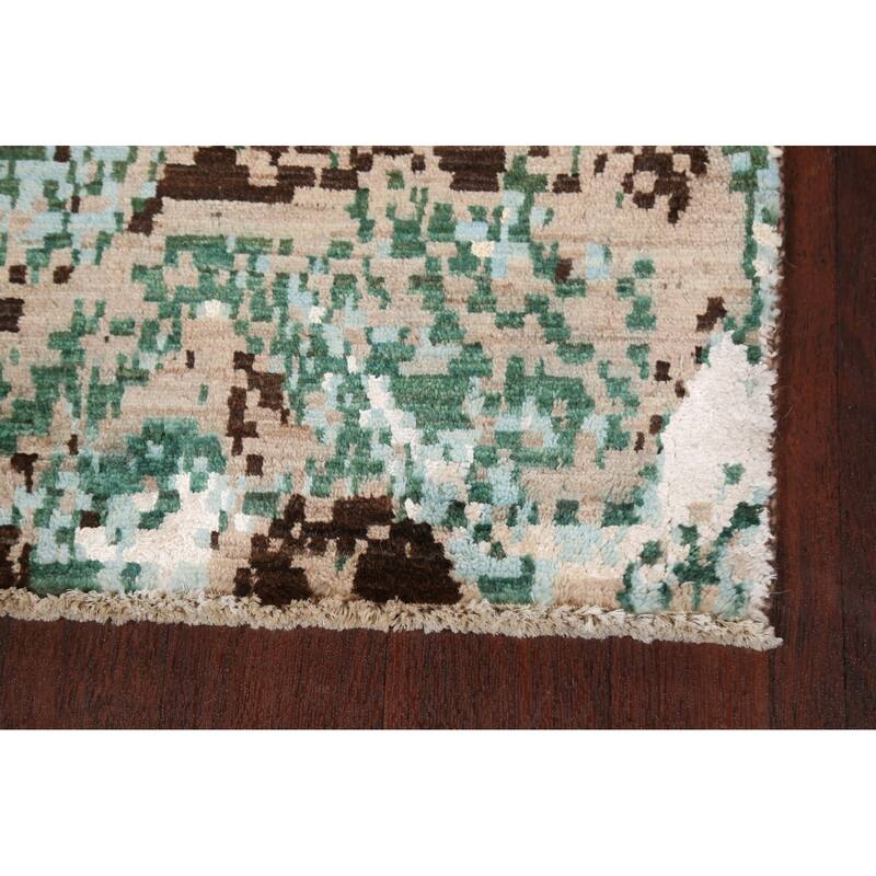 Wool/ Silk Abstract Artistic Modern Oriental Runner Rug Hand-knotted - 2'6" x 10'1"