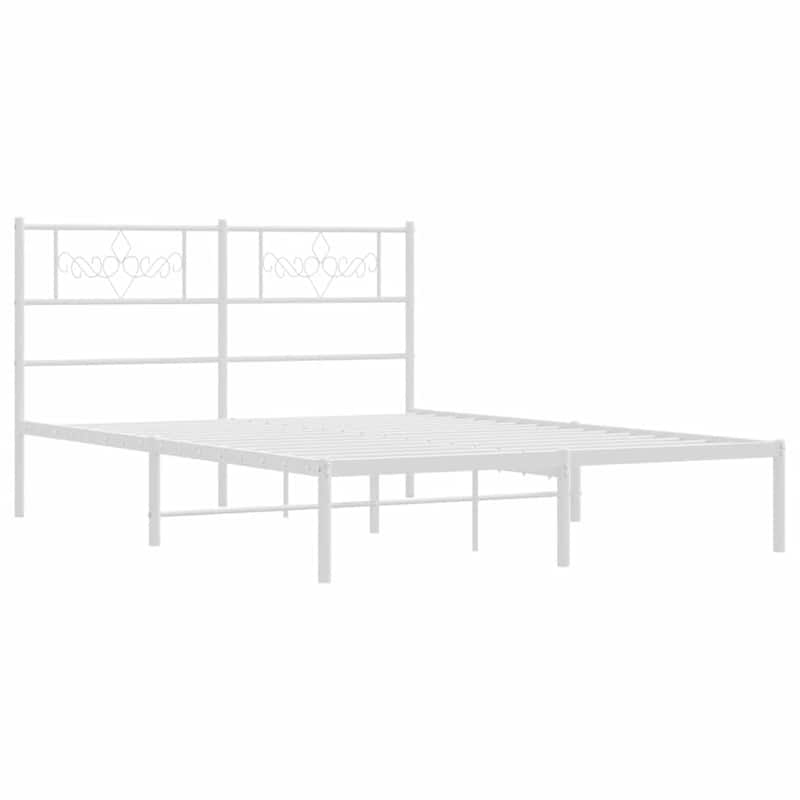 vidaXL 12 Inches White Full Size Metal Bed Frame No Mattress - 77.2" x 55.9" x 35.4"