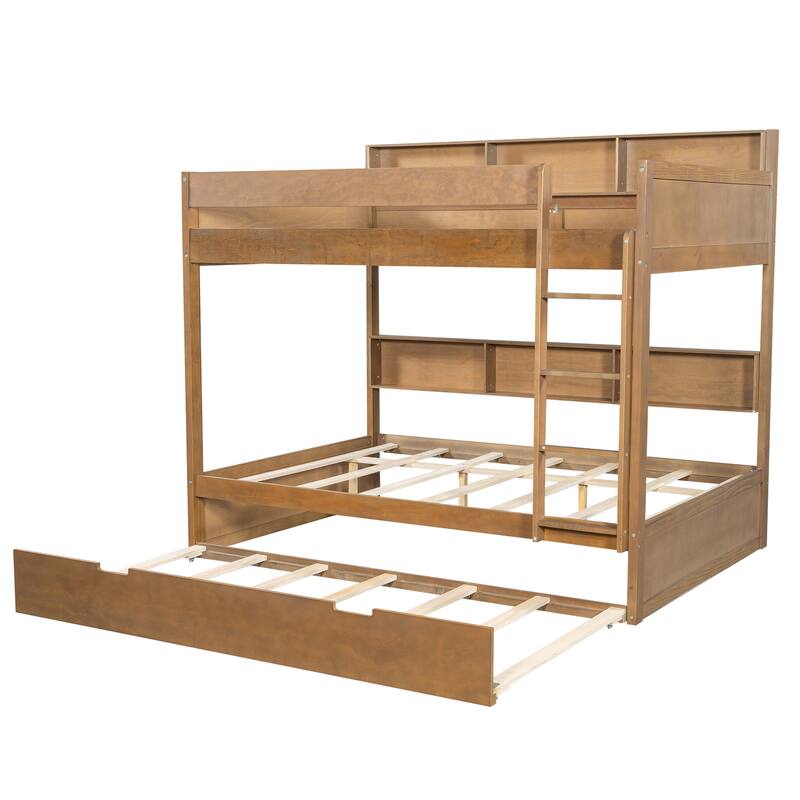 Bunk Bed with Trundle & Dual-Side Storage Shelves by Harper&Bright Designs